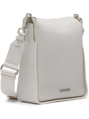 Calvin Klein Pebbled White Crossbody Bag with Adjustable Strap